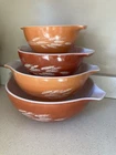 Vintage Pyrex Autumn Harvest Wheat Cinderella Mixing Bowl Set --441 442 443 444