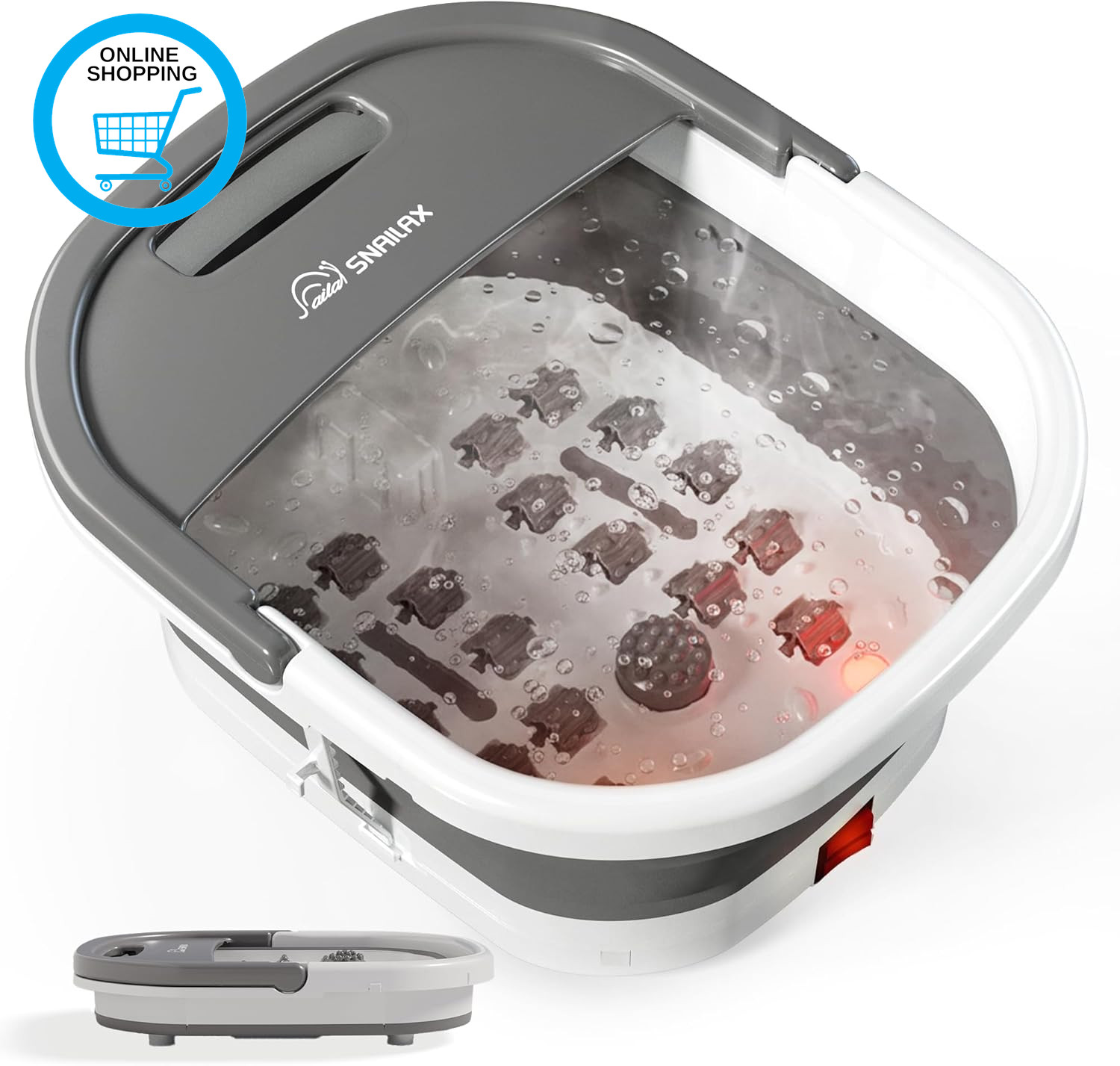 Foot Spa and Massager with Heater, Collapsible Foot Bath with Vibration, Bubble,