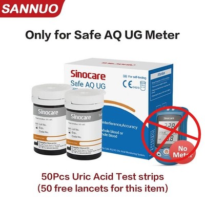 Sinocare AQ UG Uric Acid Test Strips - 50/100PCS for Home Use No Meter