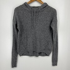 Abercrombie  Fitch Womens Small Gray Marled Knit Cropped Hoodie Sweater