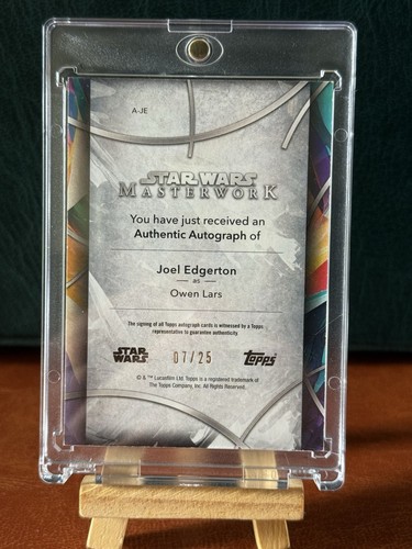 (MC) STAR WARS TOPPS MASTERWORK OWEN LARS JOEL EDGERTON ON CARD AUTOGRAPH 7/25 - Picture 2 of 3
