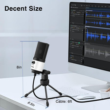 USB Podcast Microphone,Pc Computer Recording Mic for Desktop Laptop,Studio Co...