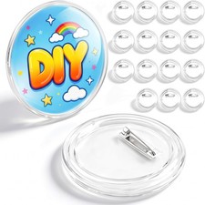 15 Pack 2.36In Clear Buttons Pins, Acrylic Circle DIY Custom Design Buttons, ...