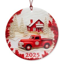 Red Truck Christmas Ornaments, Christmas Ornaments 2025, Vintage Farmhouse Ho...