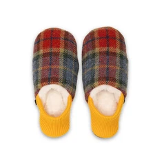 KOLO Mens Slippers Japanese Red Plaid Waxed Canvas Sherpa-Lined Size 10-11 (2XL)