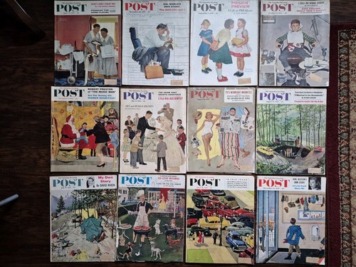 Big Saturday Evening Post Lot 1950's Orig Complete Rockwell More