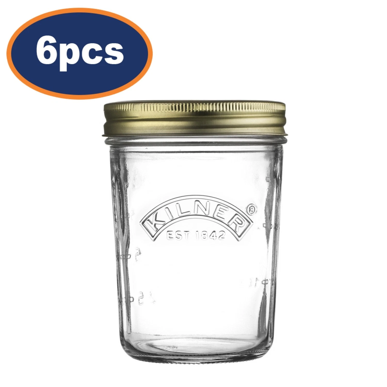 Kilner 6pc 350ml Kitchen Storage Food Preserving Wide Mouth Glass Preserve Jar