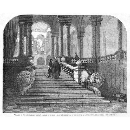 ITALY Palazzo in the Strada Balbi, Genoa - Antique Print 1858