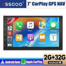 Double 7" 2Din Touch Screen Car Stereo GPS Radio Android 14 Carplay GPS Navi BT
