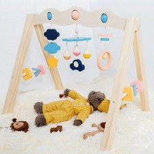 Gimnasio de madera para bebés estilo nórdico colgante juguete soporte habilidades de movimiento fino para bebés