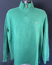 Polo Ralph Lauren Estate Rib Knit 1/4 Zip Knit Sweater Men XL Green Pony