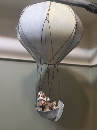 Steampunk metal hot air balloon With Explorer Broken Left Arm But Glue Back Easy