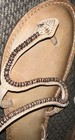 ANTONIO MELANI Leather Sandals Women Size 10m Gold Rhinestone Snake Flats — photo 5