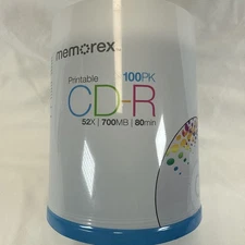 New Sealed Memorex CD-R 100 Pack 52X 700mb 80Min Digital Media Factory Sealed