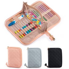 MYBAGZING Crochet Hook Case   Empty Organizer with 24 Slots for Crochet Hooks 