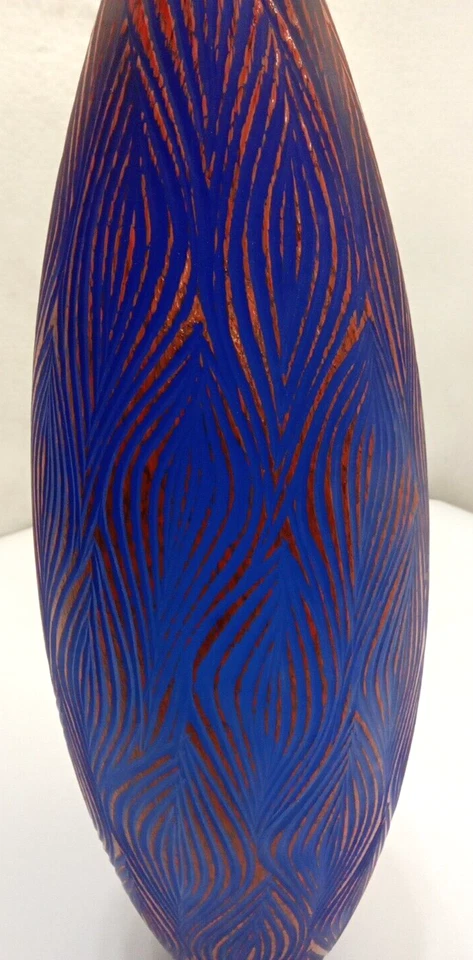 Cyan Design 10031 Fused Groove Glass Table Vase 17.25" H x 6.25" D  Blue / Red - Image 3 of 4