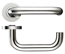 Pair of Zoo Satin Stainless Steel Lever Door Handles FD30/60 Grade 304 Sub Rose