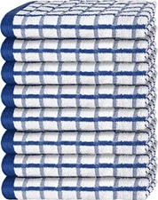 Dish Towels for Kitchen, Premium with Hanging Loop -  Blue [8 Pack] 16x26 Cotton