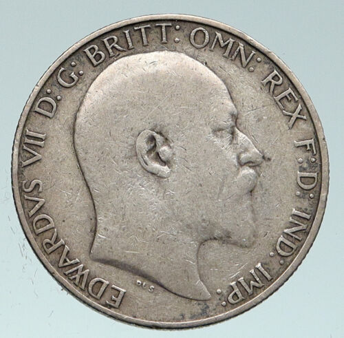 1907 GREAT BRITAIN EDWARD VII UK Antique VINTAGE Silver Florin 2 Shl Coin i91509 - 第 1/3 張圖片