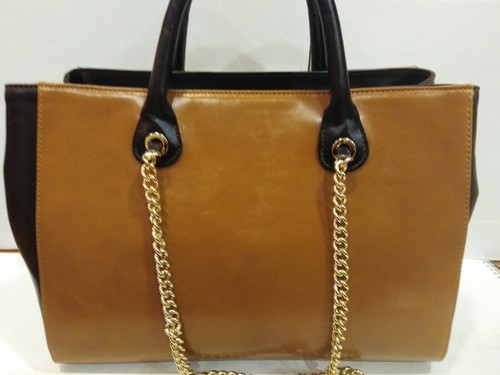 BORSA DONNA "LAVINIA" IN VERA PELLE MARRONE, MADE IN ITALY, NUOVA - Photo 2/2