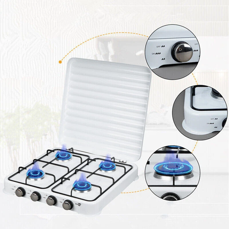 Portable Gas Stove 4 Burner Desktop Cooker Outdoor Camping Caravan Cooktop LPG - Picture 3 of 15