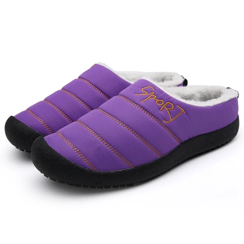 Winter Cotton Slippers Waterproof Plush Lining Warm Men Women Slippers Outdoor- - Picture 63 of 65