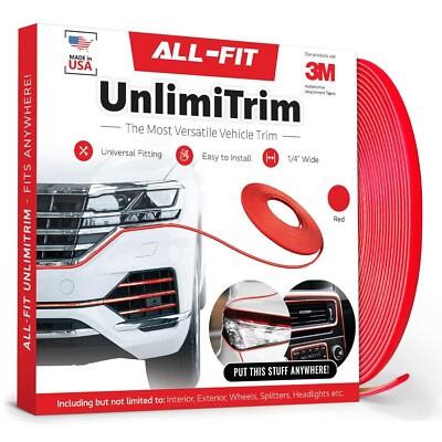 All-Fit UnlimiTrim Universal 1/4'' Decorative Trim Molding Fits Anywhere (Red)