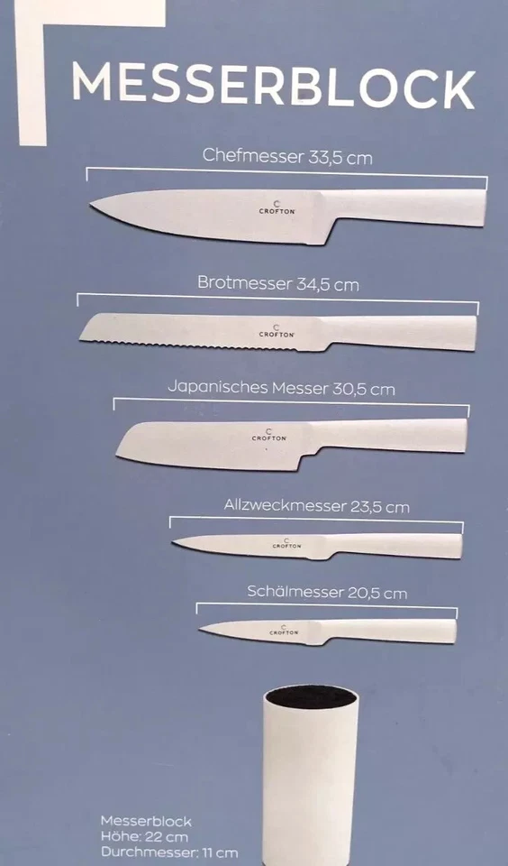 Crofton Messerblock Set, weiß, mit 5 hochwertigen Messern, neu&ovp - Bild 2 von 4