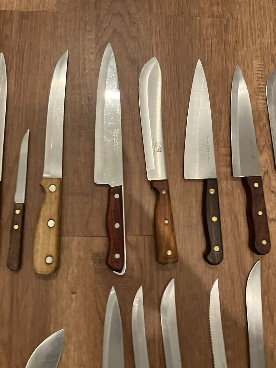 Vintage Kitchen Knife Lot Of 37 Mostly Wood Handles USA Vintage Kitchen Knife Lot Of 37 Mostly Wood Handles USA