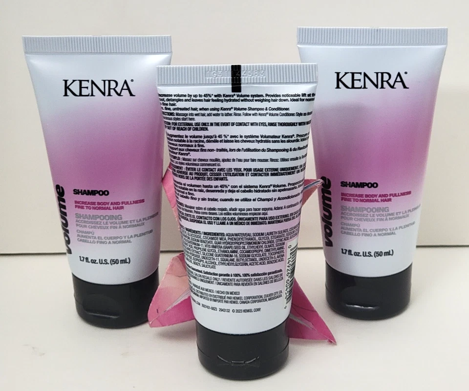 Paquete de 3 CHAMPÚ KENRA VOLUME 1,7 fl oz aumentar el cuerpo y la plenitud del cabello fino a normal Foto 2 de 2