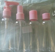 Family Maid Empty Plastic CLEAR Travel Set  bottles 4PCs cosmetics or gel