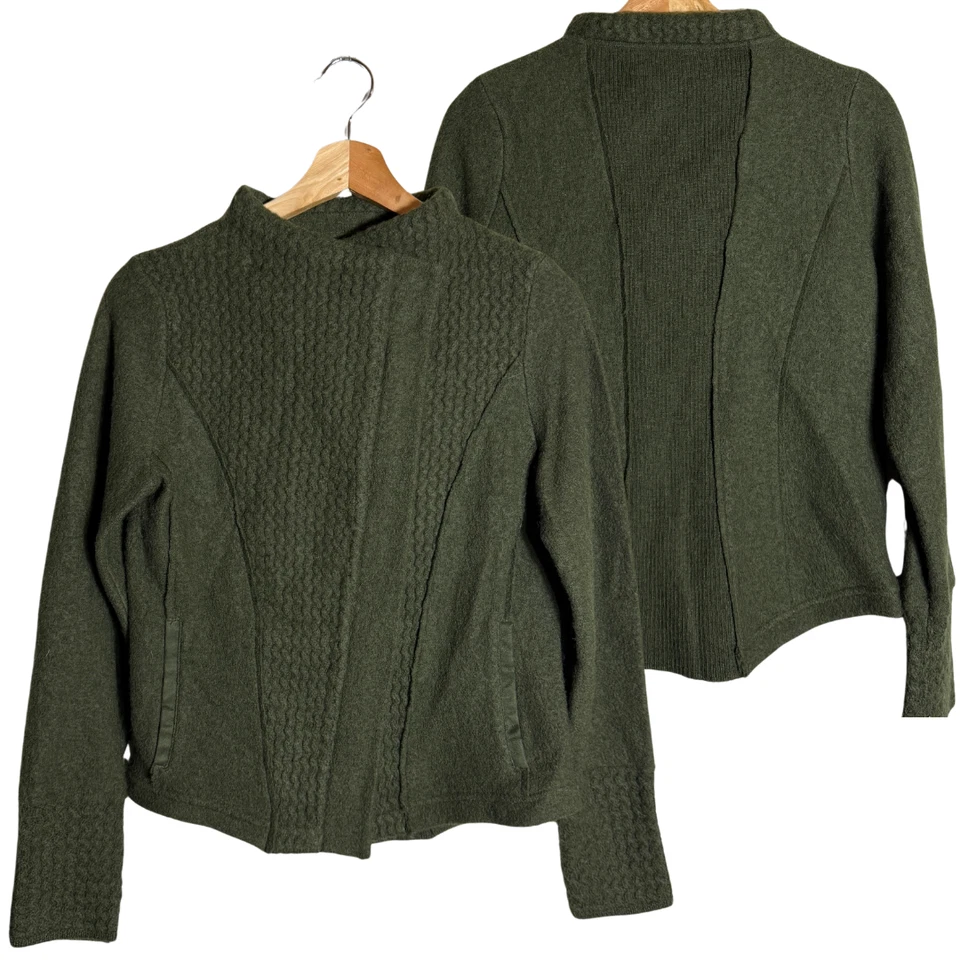 Chaqueta de moto Anthropologie Sparrow tejida de lana texturizada para mujer XS verde cremallera completa Foto 3 de 4