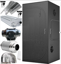 `White Grow Tent Kit Set Up 600w grow light indoors hydroponics room 120 X 120
