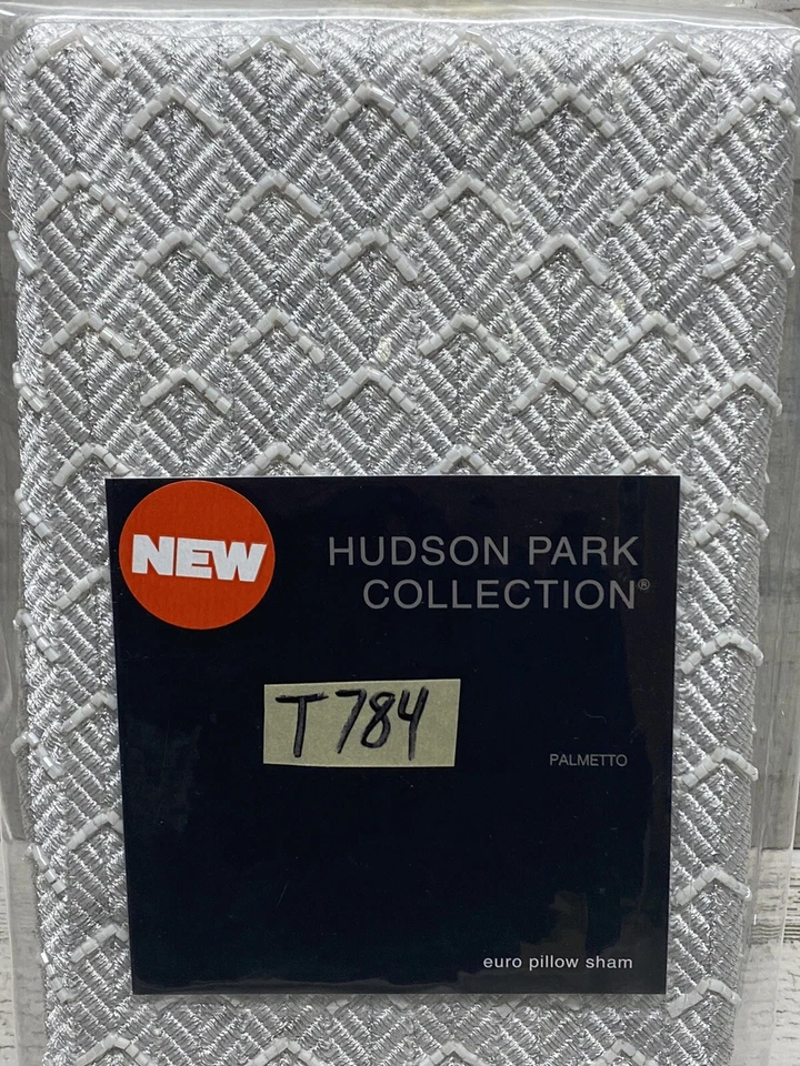 Hudson Park Palmetto (1) Euro Embellished Pillowsham White / Silver New - Image 3 of 4