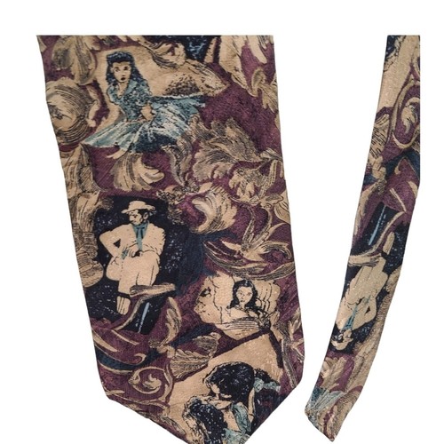 Gone With The Wind Silk Tie American Film Classics Rhett Scarlett Purple Artsy - Picture 2 of 8