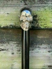 Brass Skull Head Handle Antique Designer Style Black wooden Walking Stick Cane