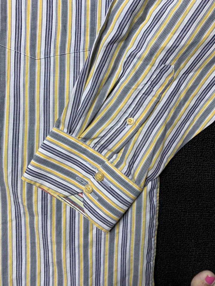 Camisa OLD SKOOL XL 17-17 1/2 Manga Larga Multicolor Gris-amarillo-blanco-negro B24 Foto 4 de 4