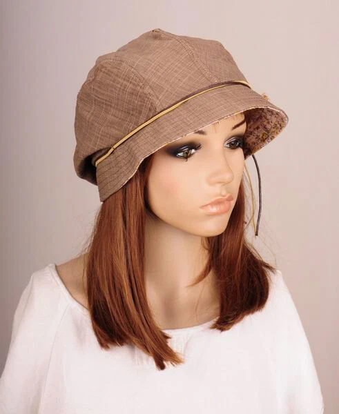 JM265 Caqui Belleza Flor Algodón Sombrero Ala Redonda Gorra Cloche Verano Otoño Elegante Foto 2 de 4