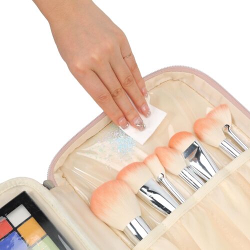 Large Travel Makeup Bag Double Layer Cosmetic Case For Women Organizer For Trave - Picture 4 of 7