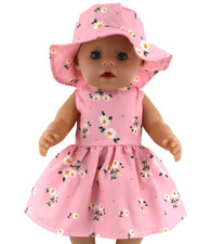 Dolls clothes for 17" Baby Born 18" American Girl/Our Generation DRESS~HAT