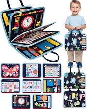 Montessori Busy Book for Toddlers, 8-Page Sensory Activity Book for Fine Moto...