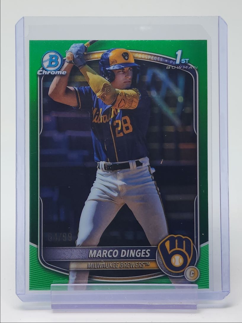 MARCO DINGES 2025 BOWMAN CHROME 1ST GREEN REFRACTOR BREWERS /99 Q5361