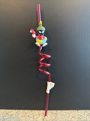 Vintage Looney Tunes Marvin the Martian Red Sipper Straw by Applause (New)