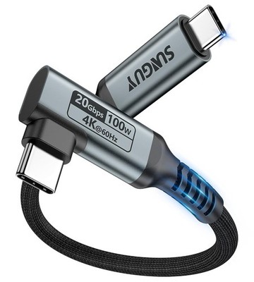 2 PACK SUNGUY 100W USB C to C 3.2 Gen2 Cable, 1 FT, 20 Gbps High Speed Data, 4K