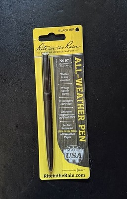 Rite In The Rain No. 97 All-Weather Black Metal Clicker Pen