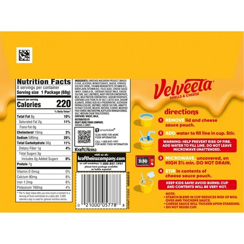 Velveeta Original Mac & Cheese Mikrowelle Tassen, 8er Pack, je 2,39 Unzen - Bild 5 von 7