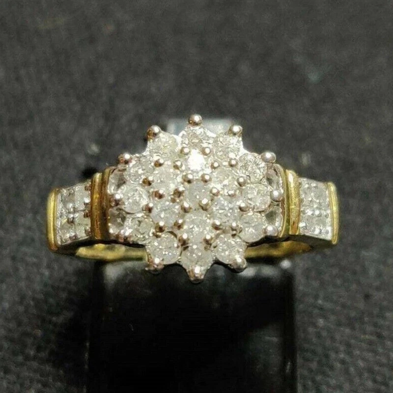 1,5 Karat Rundschliff Moissanit Damen Ehering Ring 14 K Gelbgold vergoldet