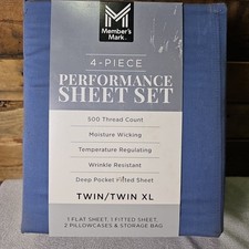 Member's Mark 500 Thread-Count Performance Solid Sheet Set 4 Piece Twin Twin XL