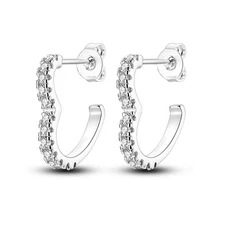 MULA Sparkling Heart Love Stud Earrings CZ For Women Jewelry 925 Sterling Silver