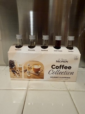 Le Sirop de MONIN 5 Miniature Coffee Syrup Bottles Various Flavor Labels